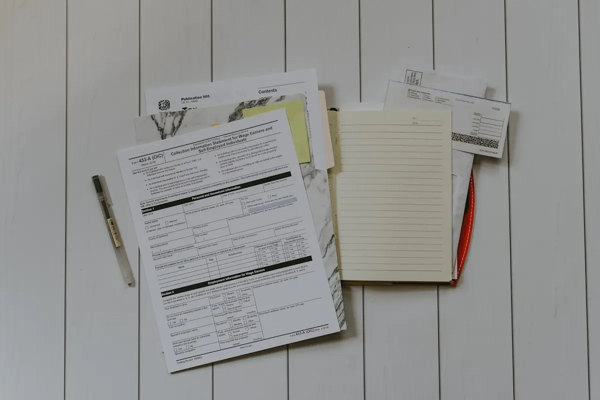 Estate and trust paperwork laid out on a table
